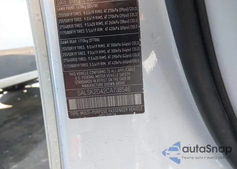 2012 Land Rover Range Rover Sport Hse z USA, uszkodzony, nr VIN SALSK2D42CA738546